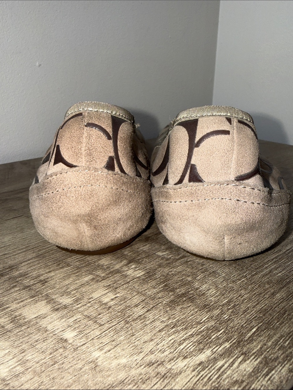 Coach Beige and Brown Signature Logo Ballet Flats - Picture 3 of 6